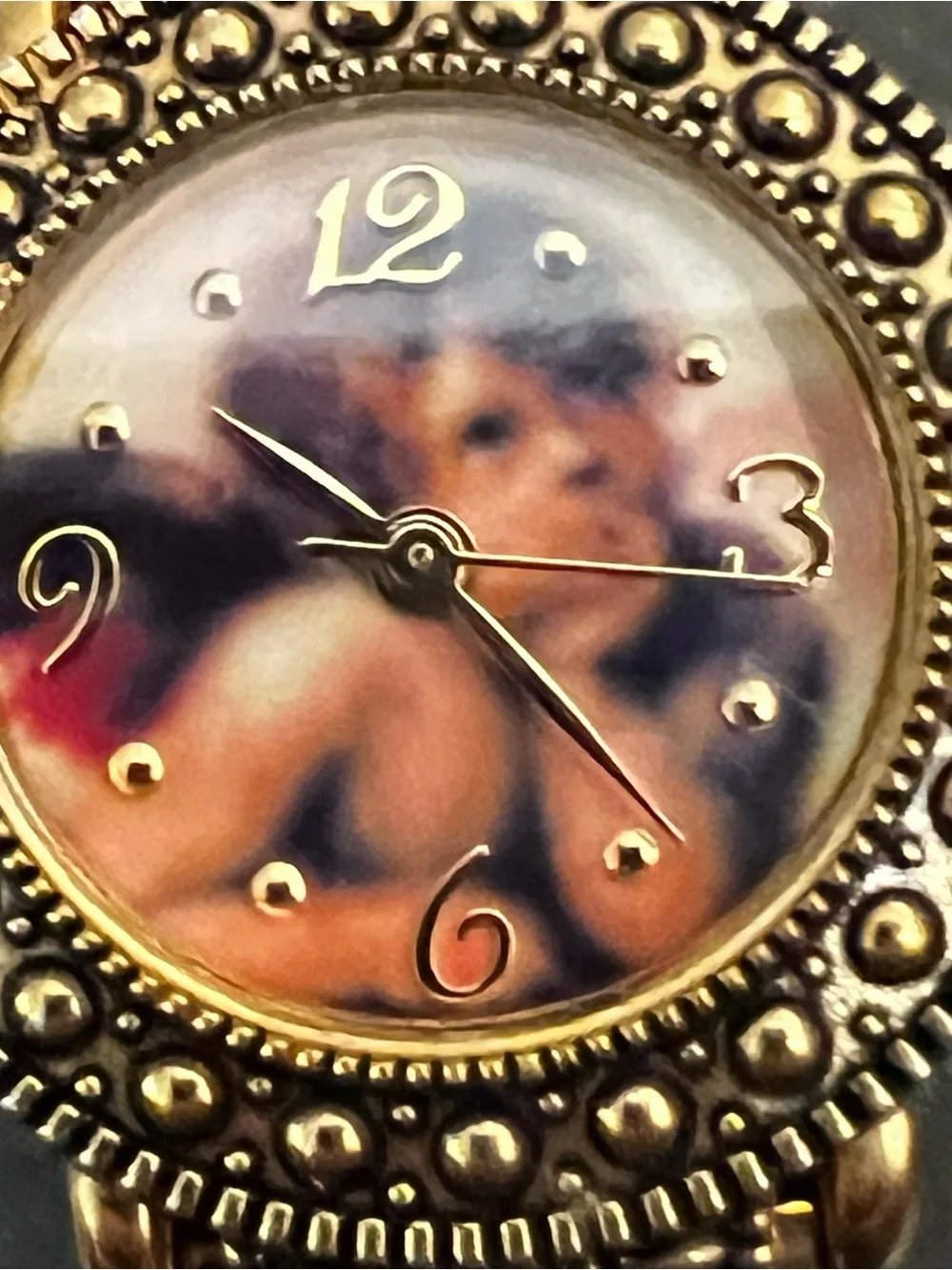 Gold Ornate Women's Bracelet Watch - Decorative Dial VINTAGE